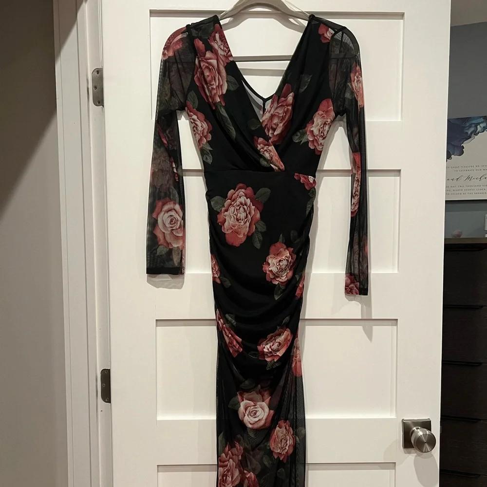 A.N.Designs black floral dress- Brand New with tags